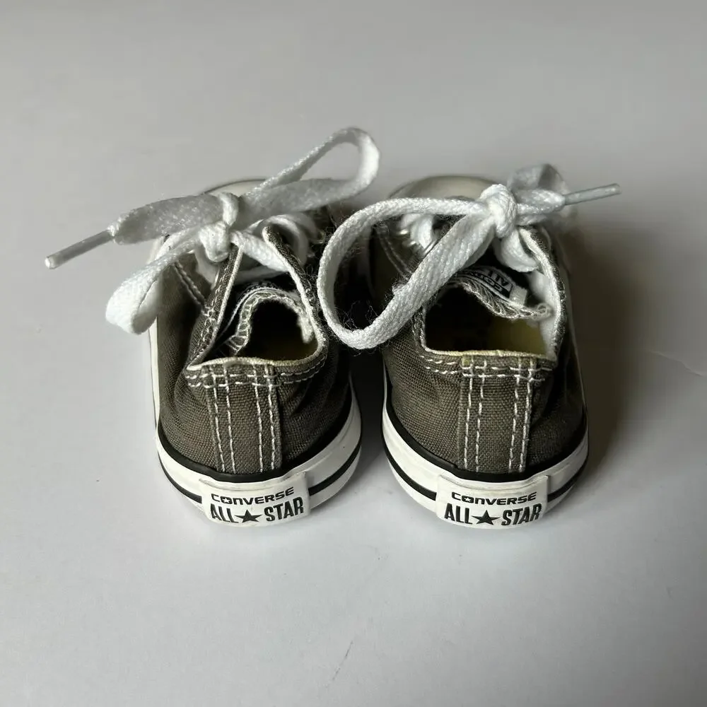 Converse All Star Unisex Infant Size 3 Gray Canvas Low Top Lace Up Sneakers